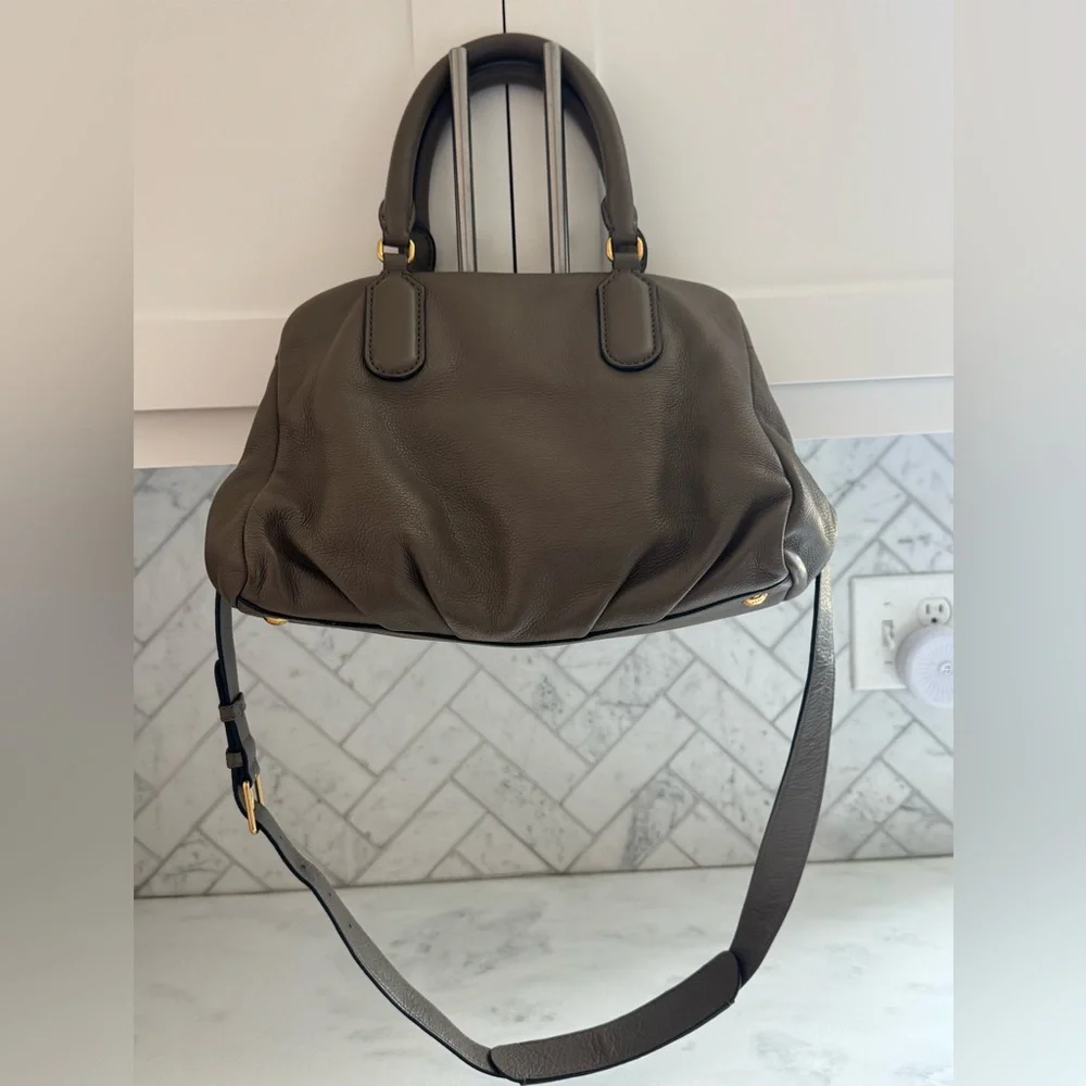 Marc Jacobs Brown Pebbled Leather Satchel with adjustable Shoulder Strap